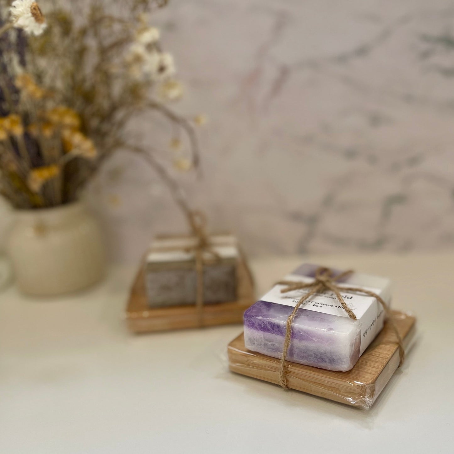 A Gift Bag with Soap and Soap Dish.